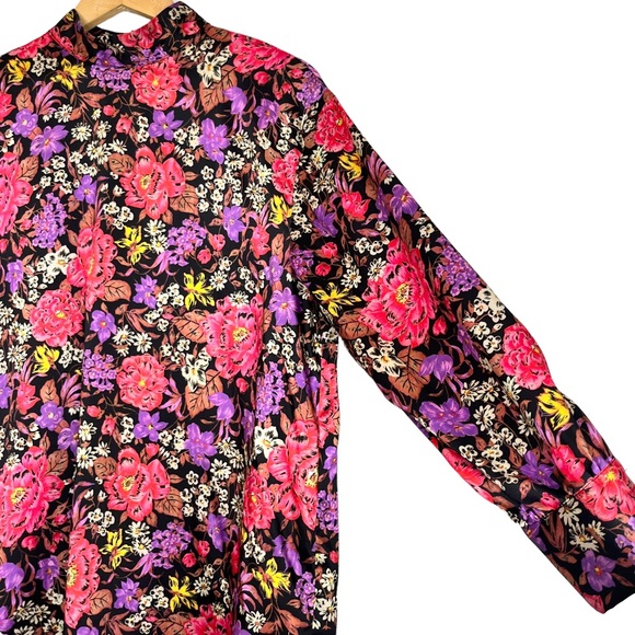 Zara Floral Mock Neck Long Sleeve Blouse - Picture 9 of 13